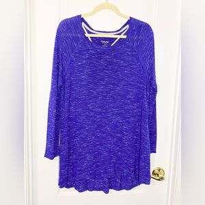 Calvin Klein Performance Quick Dry Long Sleeve Raglan Tunic Top Heather Blue XL